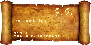 Formanek Ida névjegykártya